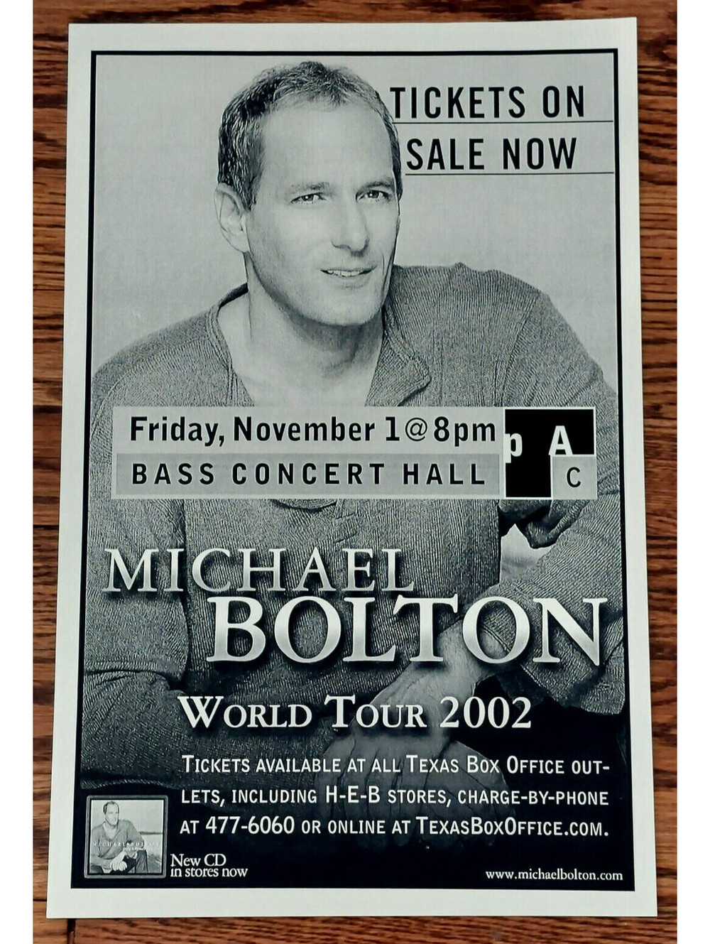 MICHAEL BOLTON 2002 World Tour Poster Handbill Flyer 11×17" Mint Condition!